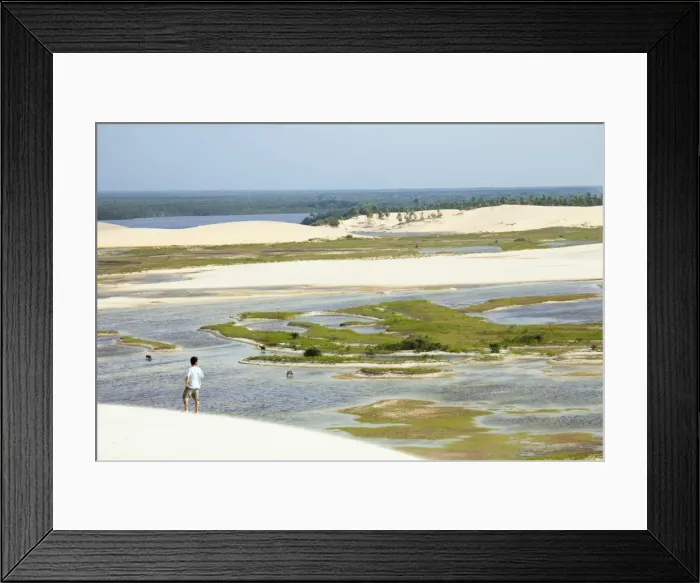 Framed Print : A man looking out from the Funil dune, Ceara, Brazil, South America Framed Print : A man looking out from the Funil dune, Ceara, Brazil, South America
