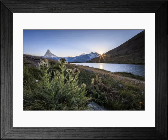 Framed Print : Sunset at Lake Stellisee with the Matterhorn in the background, Zermatt, Canton of Valais Framed Print : Sunset at Lake Stellisee with the Matterhorn in the background, Zermatt, Canton of Valais