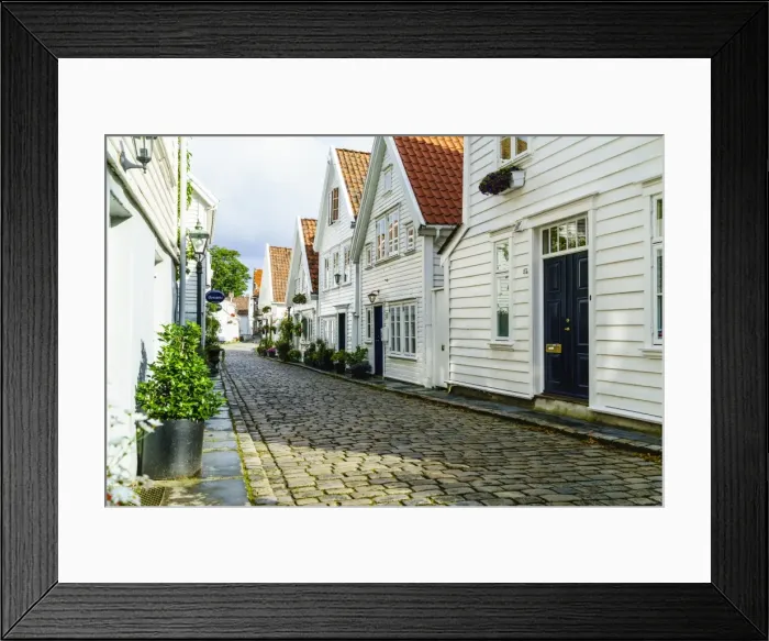 Framed Print : Old Stavanger (Gamle Stavanger) comprising about 250 buildings dating from early 18th century