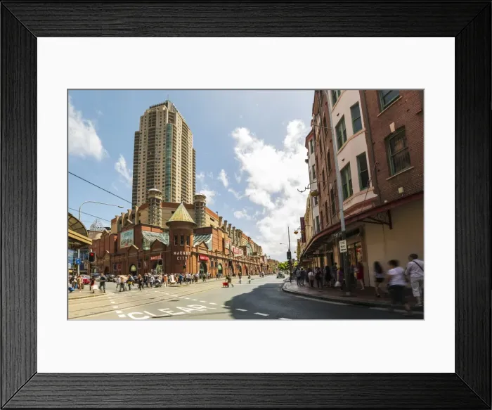 Framed Print : Famous Market city building in Sydney with people around walking, Sydney, New South Wales Framed Print : Famous Market city building in Sydney with people around walking, Sydney, New South Wales