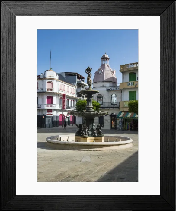 Framed Print : Fountain on the spice market, Pointe-a-Pitre, Guadeloupe, French Overseas Department Framed Print : Fountain on the spice market, Pointe-a-Pitre, Guadeloupe, French Overseas Department