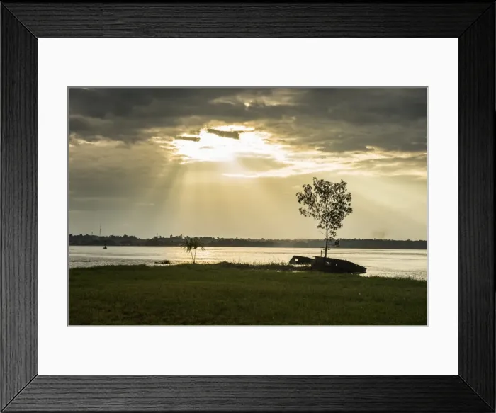 Framed Print : Sunset over the Maroni River, Saint Laurent du Maroni, French Guiana, Department of France Framed Print : Sunset over the Maroni River, Saint Laurent du Maroni, French Guiana, Department of France