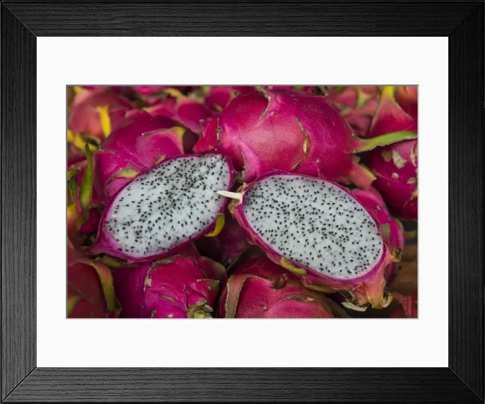 Framed Print : Pitaya fruits for sale at the market of Cacao, French Guiana, Department of France Framed Print : Pitaya fruits for sale at the market of Cacao, French Guiana, Department of France