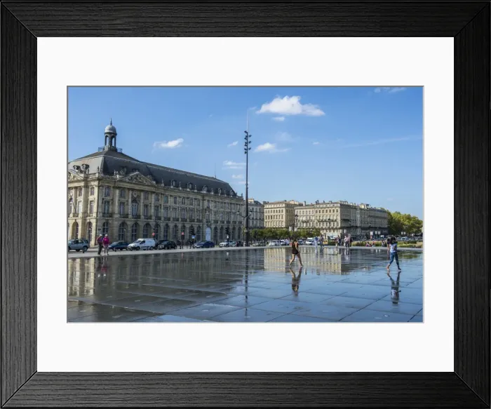 Framed Print : People standing in the water mirror on Place de la Bourse, Bordeaux, Aquiaine, France Framed Print : People standing in the water mirror on Place de la Bourse, Bordeaux, Aquiaine, France