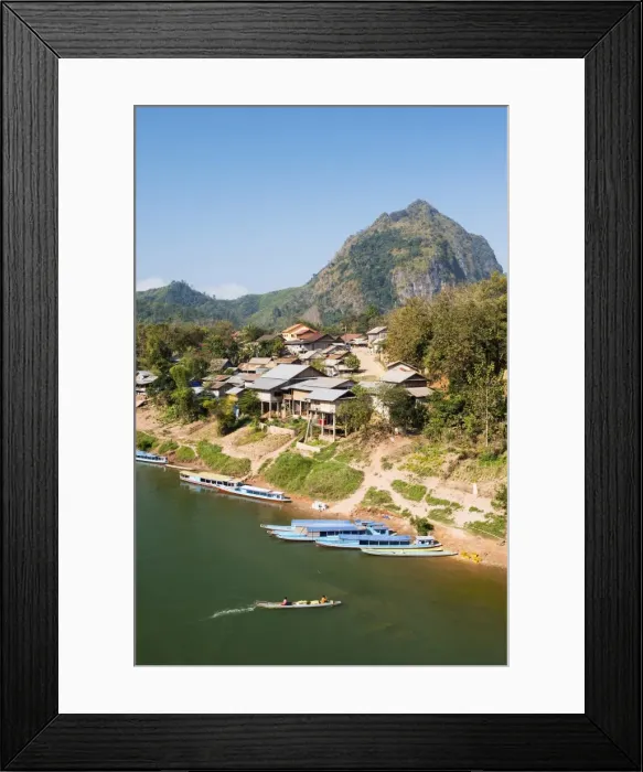 Framed Print : Boats on the Ou River, Nong Khiaw, Luang Prabang area, Laos, Indochina, Southeast Asia Framed Print : Boats on the Ou River, Nong Khiaw, Luang Prabang area, Laos, Indochina, Southeast Asia