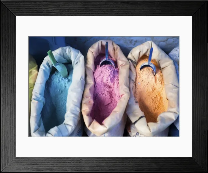 Framed Print : Paint powder, Chefchaouen, Morocco, North Africa, Africa Framed Print : Paint powder, Chefchaouen, Morocco, North Africa, Africa