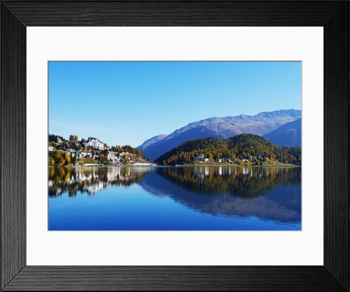 Framed Print : Autumn on the lakeside in St. Moritz, Engadine, Graubunden, Switzerland, Europe Framed Print : Autumn on the lakeside in St. Moritz, Engadine, Graubunden, Switzerland, Europe