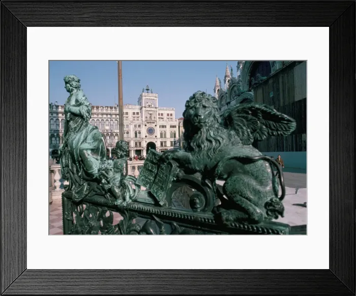 Framed Print : Winged lion and clock tower, St Framed Print : Winged lion and clock tower, St