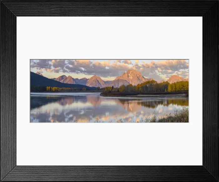 Framed Print : Mount Moran and Teton Range from Oxbow Bend, Snake River at dawn, Grand Tetons National Park
