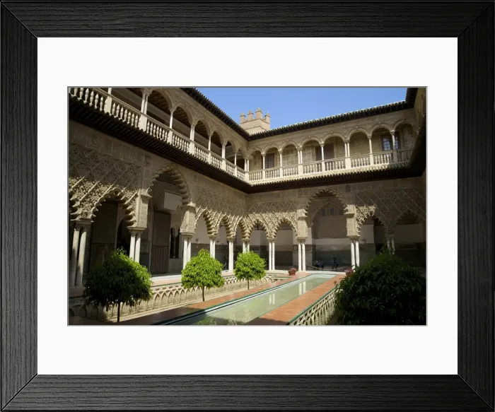 Framed Print : Courtyard garden, Alcazar, UNESCO World Heritage Site, Seville, Andalucia, Spain, Europe Framed Print : Courtyard garden, Alcazar, UNESCO World Heritage Site, Seville, Andalucia, Spain, Europe