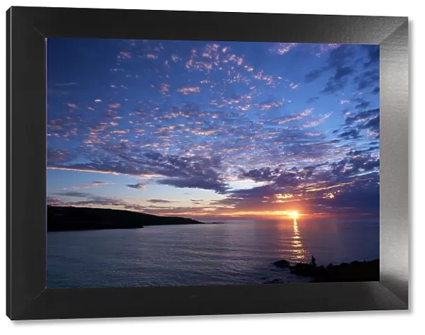 Sunset over Porthmeor Beach in St. Ives, Cornwall, England, United Kingdom, Europe