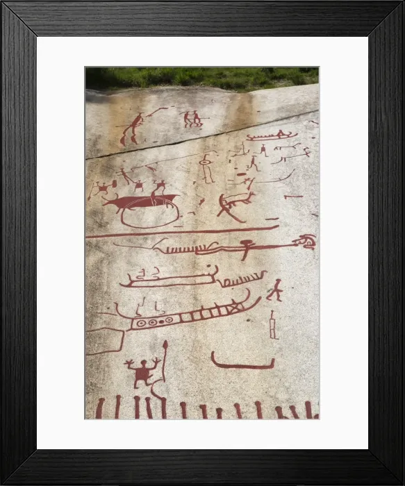 Framed Print : Vitlycke Rock Bronze Age rock carvings, Tanumshede, Bohuslan, Southwest Sweden, Sweden Framed Print : Vitlycke Rock Bronze Age rock carvings, Tanumshede, Bohuslan, Southwest Sweden, Sweden