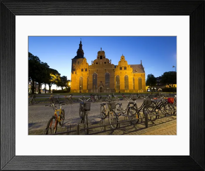Framed Print : Renaissance church of Trefaldighetskyrkan at night, Kristianstad, Skane, South Sweden Framed Print : Renaissance church of Trefaldighetskyrkan at night, Kristianstad, Skane, South Sweden