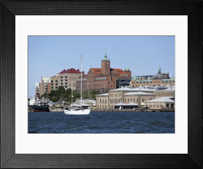 Framed Print : View across the Gota alv river to riverfront buildings, Gothenburg, West Gothland Framed Print : View across the Gota alv river to riverfront buildings, Gothenburg, West Gothland