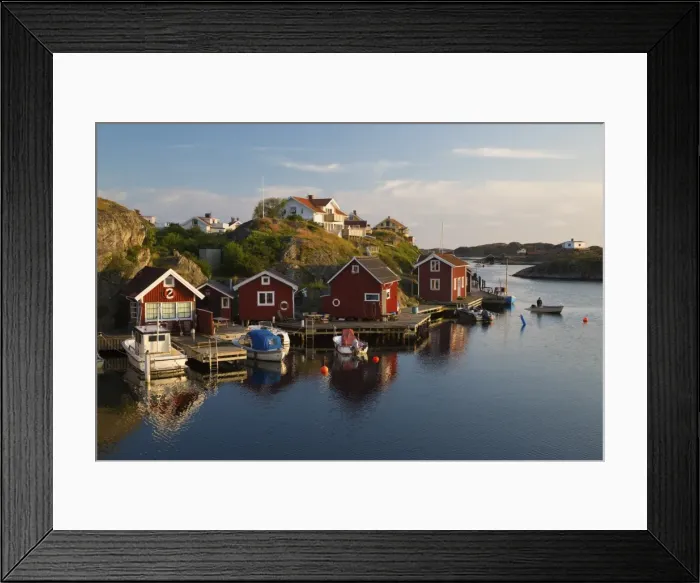 Framed Print : Red fishermens huts by harbour and archipelago, Stocken, Orust, Bohuslan Coast, Southwest Sweden Framed Print : Red fishermens huts by harbour and archipelago, Stocken, Orust, Bohuslan Coast, Southwest Sweden