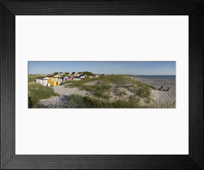 Framed Print : Colourful beach huts in sand dunes, Skanor Falsterbo, Falsterbo Peninsula, Skane Framed Print : Colourful beach huts in sand dunes, Skanor Falsterbo, Falsterbo Peninsula, Skane