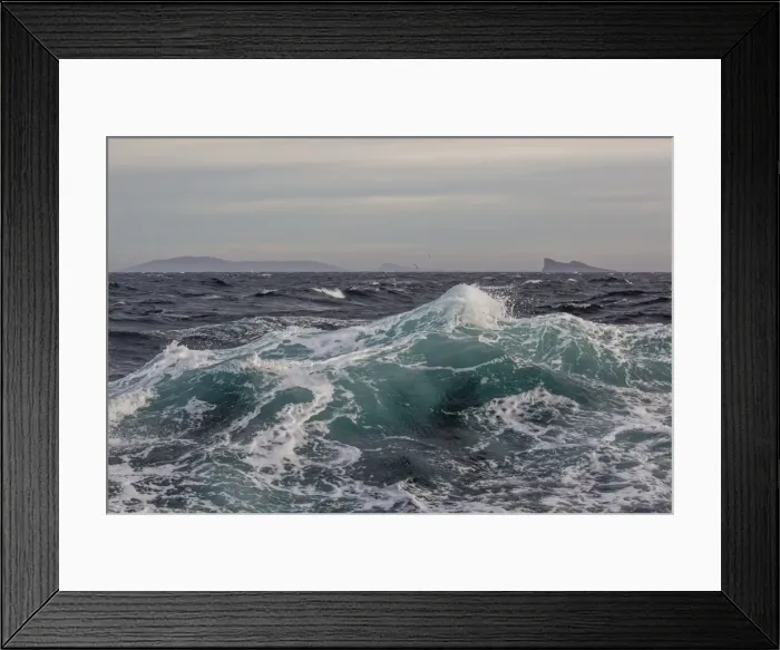 Framed Print : High winds and heavy seas on approach to the New Island Nature Reserve, Falkland Islands Framed Print : High winds and heavy seas on approach to the New Island Nature Reserve, Falkland Islands