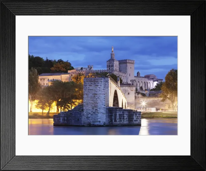 Framed Print : Bridge St. Benezet over Rhone River with Notre Dame des Doms Cathedral and Papal Palace Framed Print : Bridge St. Benezet over Rhone River with Notre Dame des Doms Cathedral and Papal Palace