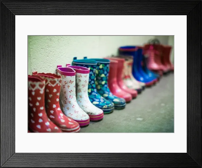 Framed Print : Kids wellies, United Kingdom, Europe Framed Print : Kids wellies, United Kingdom, Europe