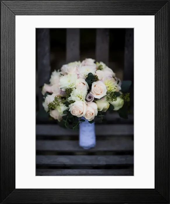 Framed Print : Bouquet on bench, United Kingdom, Europe Framed Print : Bouquet on bench, United Kingdom, Europe