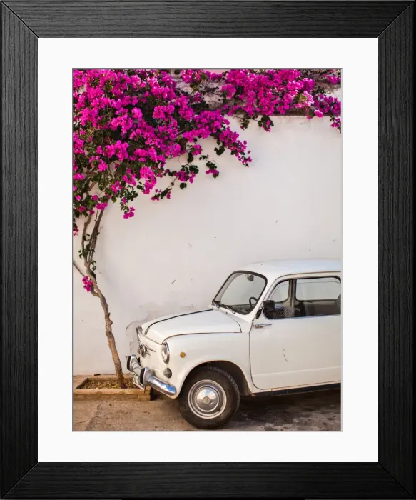 Framed Print : Fiat under tree in Mojacar, Andalucia, Spain, Europe Framed Print : Fiat under tree in Mojacar, Andalucia, Spain, Europe