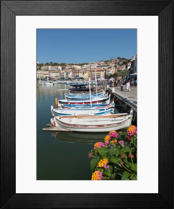 Framed Print : Traditional fishing boats moored in the harbour of the historic town of Cassis, Cote d Azur Framed Print : Traditional fishing boats moored in the harbour of the historic town of Cassis, Cote d Azur