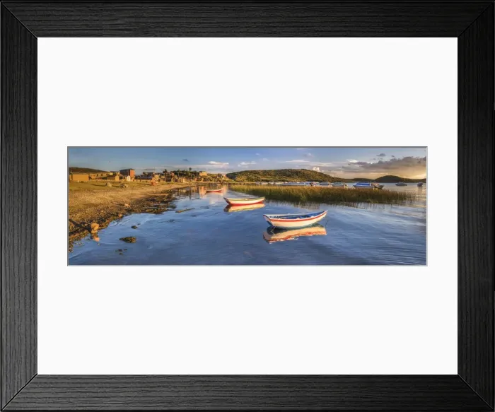 Framed Print : Sunrise in the harbour at Challapampa village, Isla del Sol (Island of the Sun), Lake Titicaca Framed Print : Sunrise in the harbour at Challapampa village, Isla del Sol (Island of the Sun), Lake Titicaca