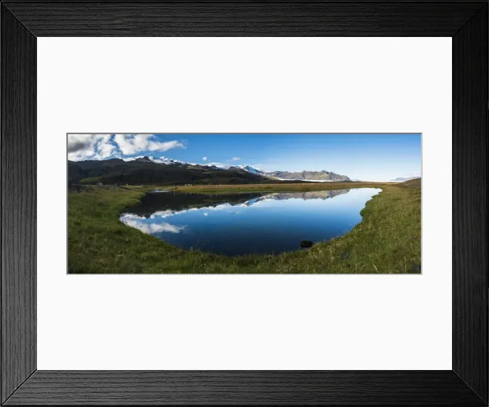 Framed Print : Vatnajokull Ice Cap reflection, seen near Skaftafell in Vatnajokull National Park Framed Print : Vatnajokull Ice Cap reflection, seen near Skaftafell in Vatnajokull National Park