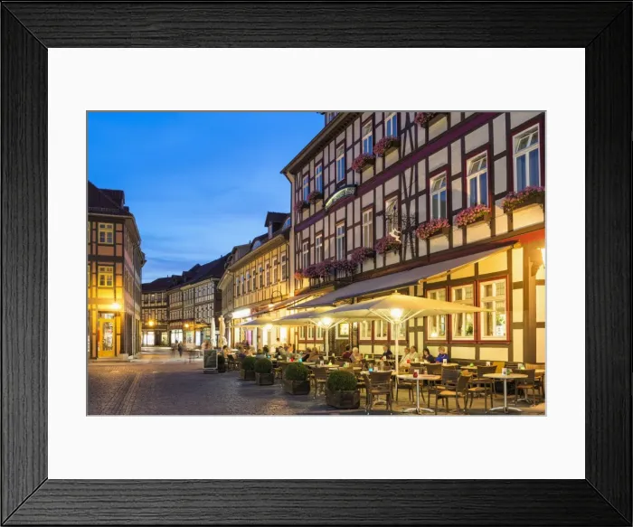 Framed Print : Market square and Town Hall at twilight, Wernigerode, Harz, Saxony-Anhalt, Germany Framed Print : Market square and Town Hall at twilight, Wernigerode, Harz, Saxony-Anhalt, Germany