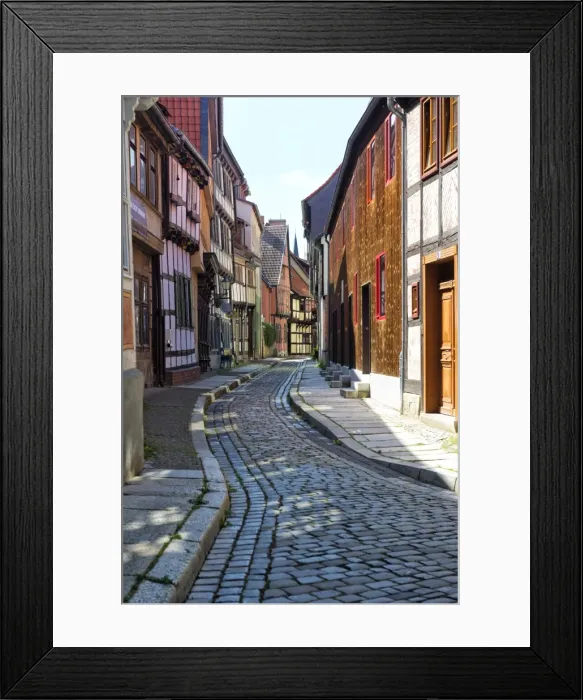 Framed Print : Half-timbered houses, Quedlinburg, UNESCO World Heritage Site, Harz, Saxony-Anhalt Framed Print : Half-timbered houses, Quedlinburg, UNESCO World Heritage Site, Harz, Saxony-Anhalt