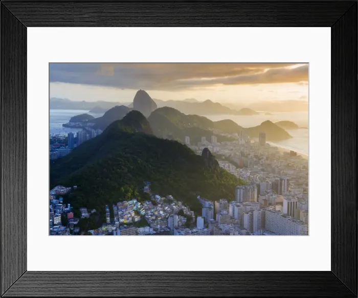 Framed Print : View of the Sugar Loaf, Sao Joao favela, Guanabara bay, the Atlantic and the mountains of Rio Framed Print : View of the Sugar Loaf, Sao Joao favela, Guanabara bay, the Atlantic and the mountains of Rio