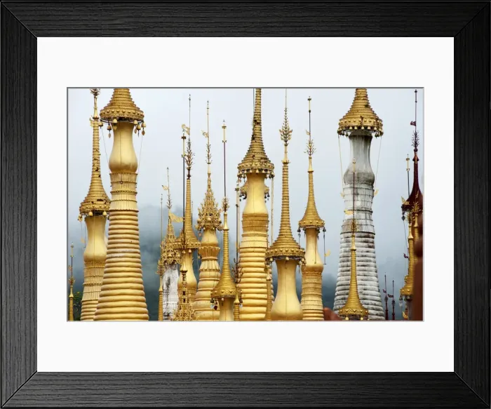 Framed Print : Golden pagodas at the Nyaung Oak monastery in Indein, the largest and oldest monastery on Inle Lake Framed Print : Golden pagodas at the Nyaung Oak monastery in Indein, the largest and oldest monastery on Inle Lake