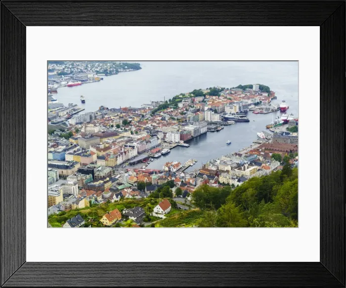 Framed Print : View over the city from Mount Floyen, Bergen, Norway, Scandinavia, Europe Framed Print : View over the city from Mount Floyen, Bergen, Norway, Scandinavia, Europe
