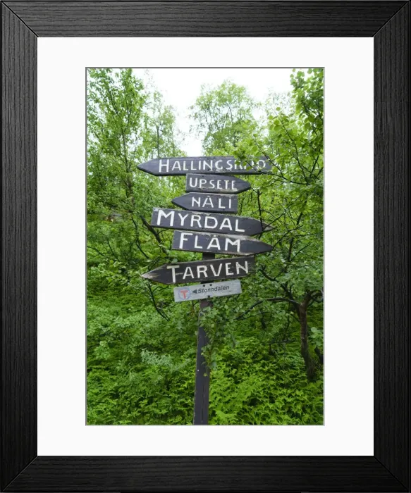 Framed Print : Signpost near Flam, Norway, Scandinavia, Europe Framed Print : Signpost near Flam, Norway, Scandinavia, Europe