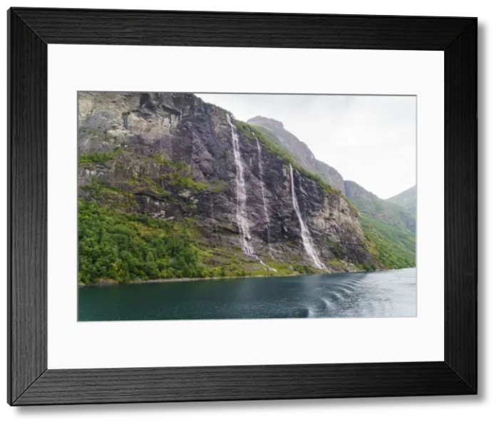 Framed Print : Seven Sisters Waterfall, named for the seven separate streams that comprise it, Geirangerfjord Framed Print : Seven Sisters Waterfall, named for the seven separate streams that comprise it, Geirangerfjord