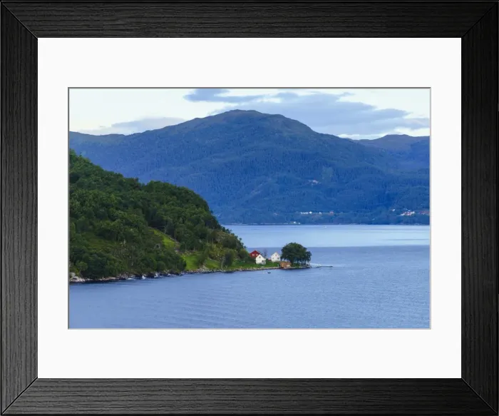 Framed Print : Small houses on Storfjord (Storfjorden), Norway, Scandinavia, Europe