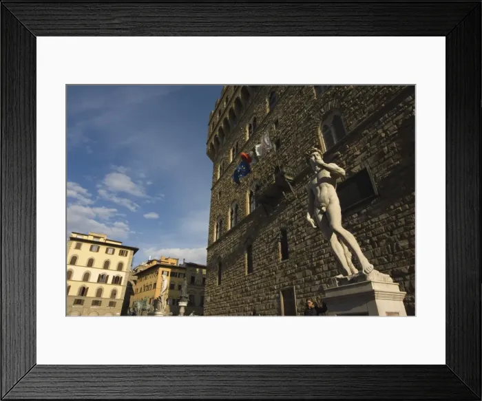 Framed Print : marble statue copy of Michael Angelos David