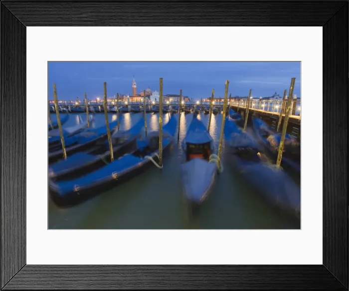 Framed Print : Gondolas on waterfront at night Framed Print : Gondolas on waterfront at night