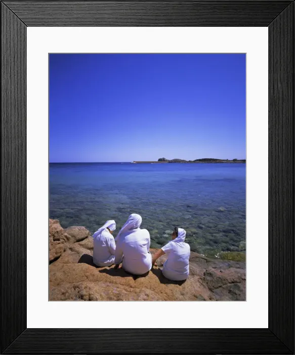 Framed Print : Three nuns sitting on rocks Framed Print : Three nuns sitting on rocks
