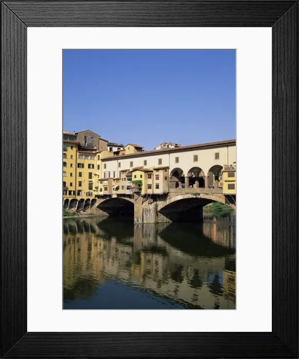 Framed Print : Ponte Vecchio reflected in the water of the Arno River