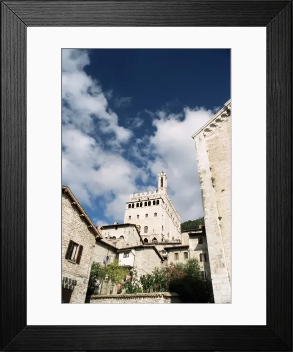 Framed Print : Buildings in the town with Palazzo dei Consoli in the background Framed Print : Buildings in the town with Palazzo dei Consoli in the background