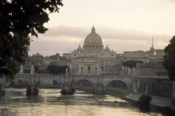 St. Peters Basilica from across the Tiber River