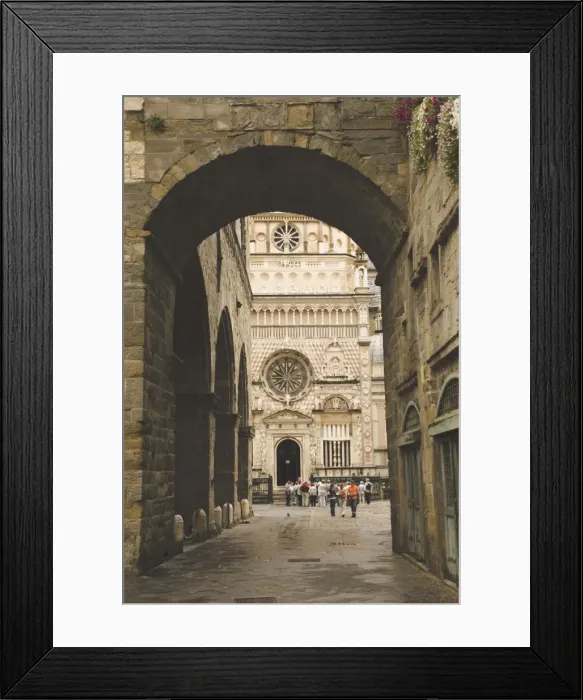 Framed Print : Archway from Piazza Vecchia and part facade of church Framed Print : Archway from Piazza Vecchia and part facade of church