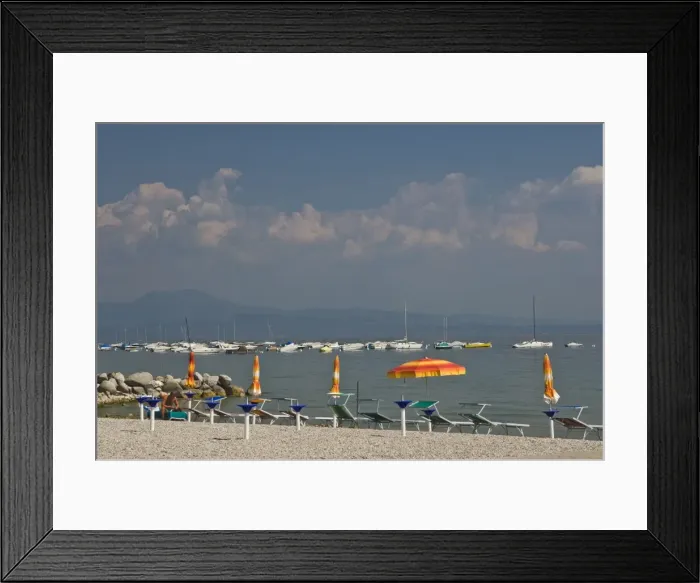 Framed Print : The beach at Monega del Garda Framed Print : The beach at Monega del Garda