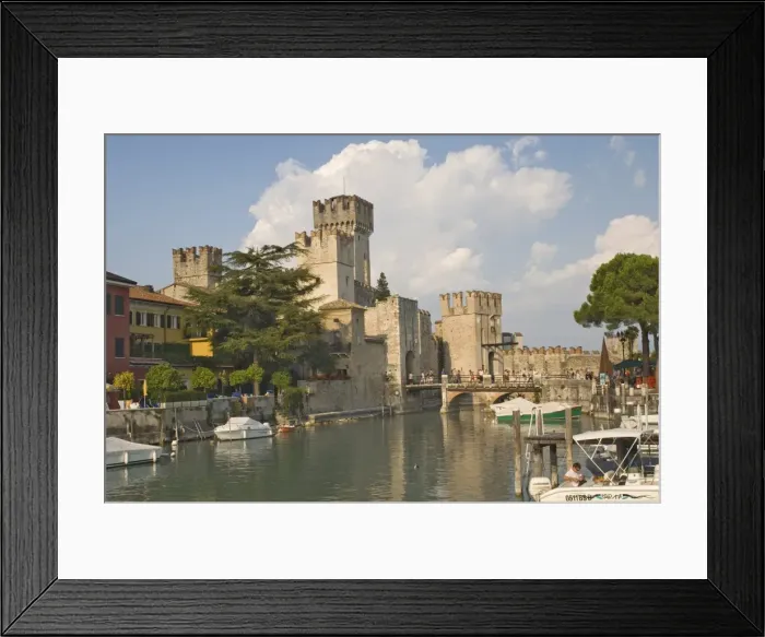 Framed Print : The harbour and castle at Sermione Framed Print : The harbour and castle at Sermione