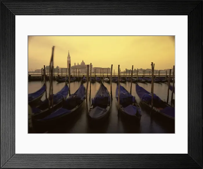 Framed Print : Row of gondolas at dawn Framed Print : Row of gondolas at dawn