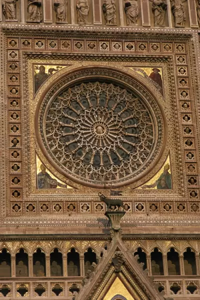 Architectural detail of the rose window in the cathedral