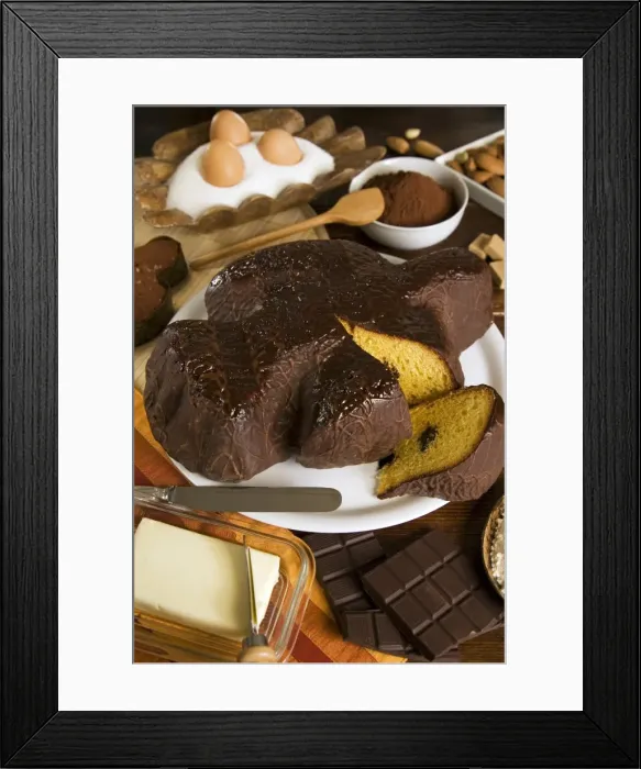Framed Print : Colomba with chocolate (Italian Easter cake)