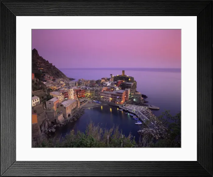 Framed Print : Village and harbour at dusk Framed Print : Village and harbour at dusk