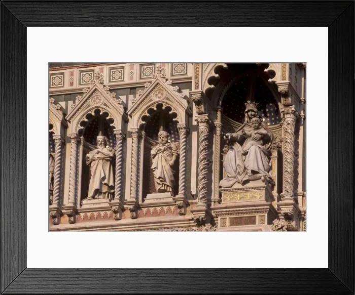Framed Print : Detail of the facade of polychrome marble of the Duomo Framed Print : Detail of the facade of polychrome marble of the Duomo